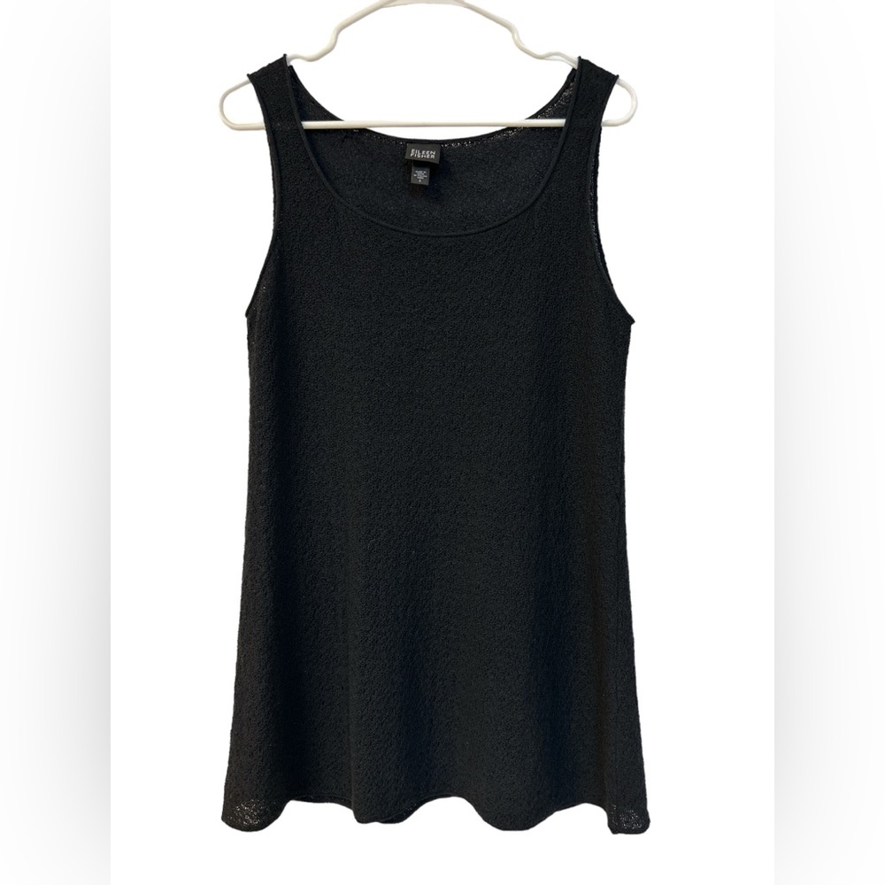 Eileen Fisher 100% Italian Yarn Oversized Black Tank Top sz S